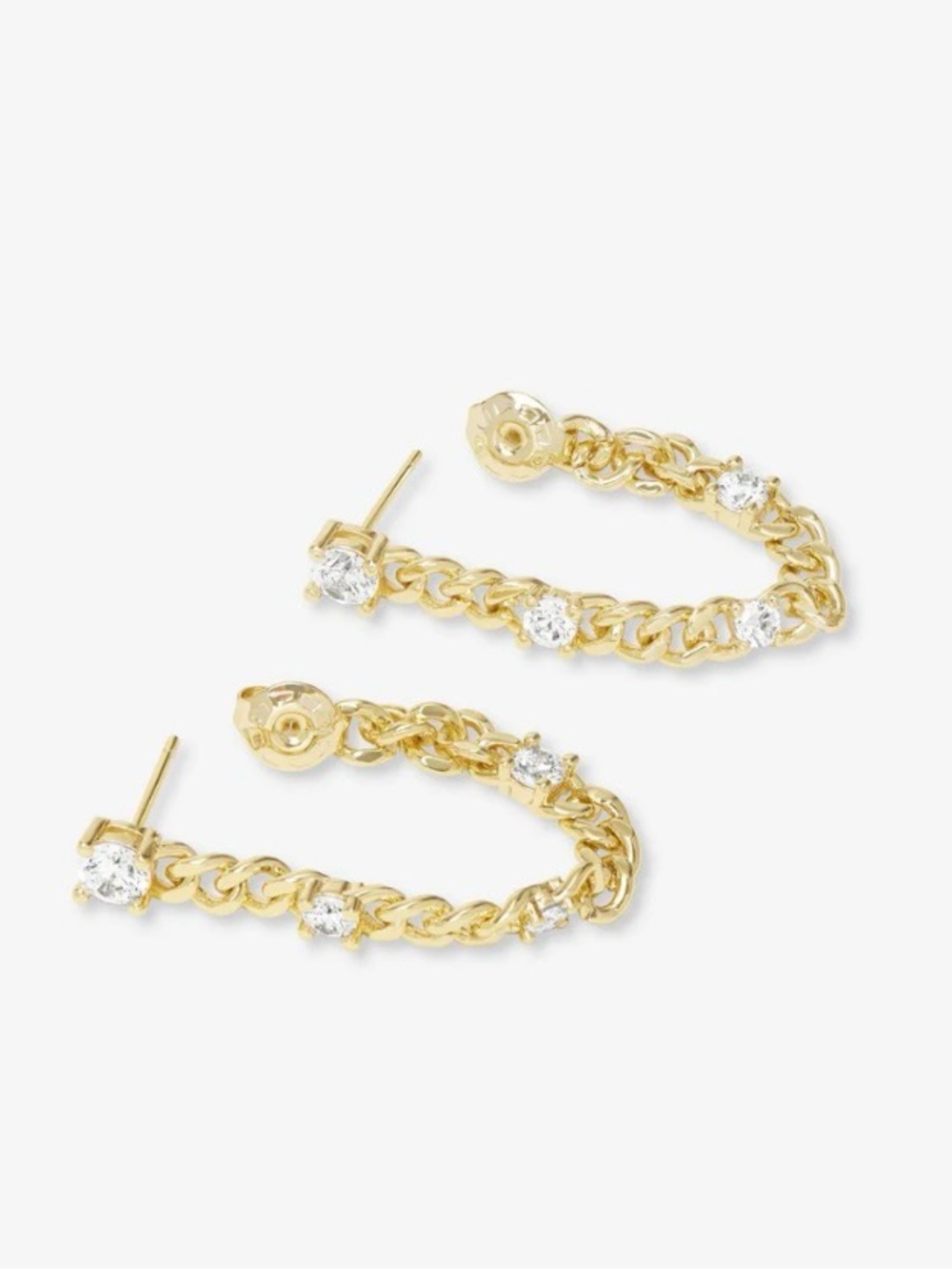 Melinda Maria Julian Triple Diamond 5mm Soft Chain Hoops
Gold|White Diamondettes - Picture 2 of 5